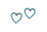 Charming Design Heart Shape 925 Sterling Silver Earrings studded withTurquoise CZ